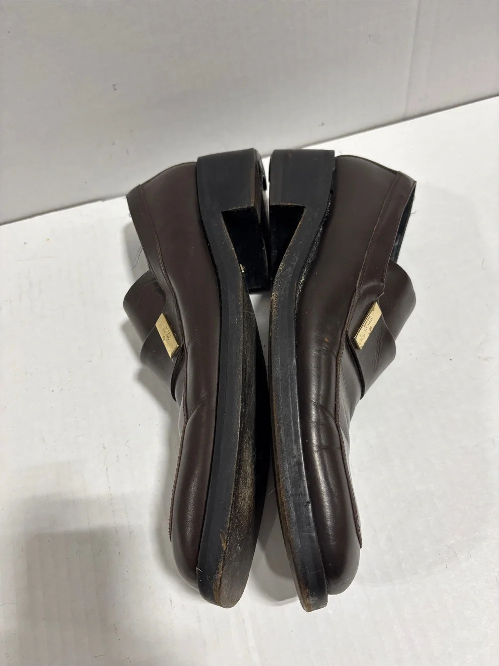 Gucci Dress Shoes Mens size 8D Brown Leather Square-toe Loafers